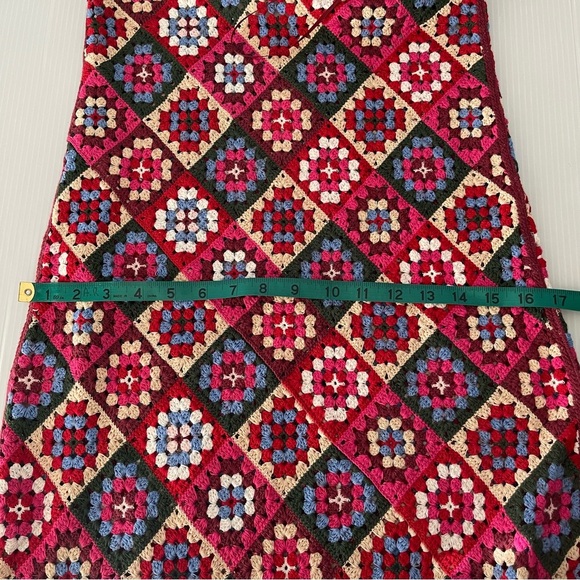 NWT Zara Multicolor Grandma squares Crochet Geometric Knit Dress size med medium - Picture 6 of 8